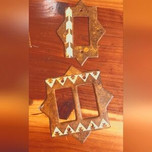Rustic Brown and Cream Wall Decor Switch Plates In A Southwest Design 4 Pieces